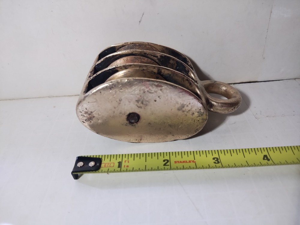 Antique Heavy Brass Nautical Rigging Pulley