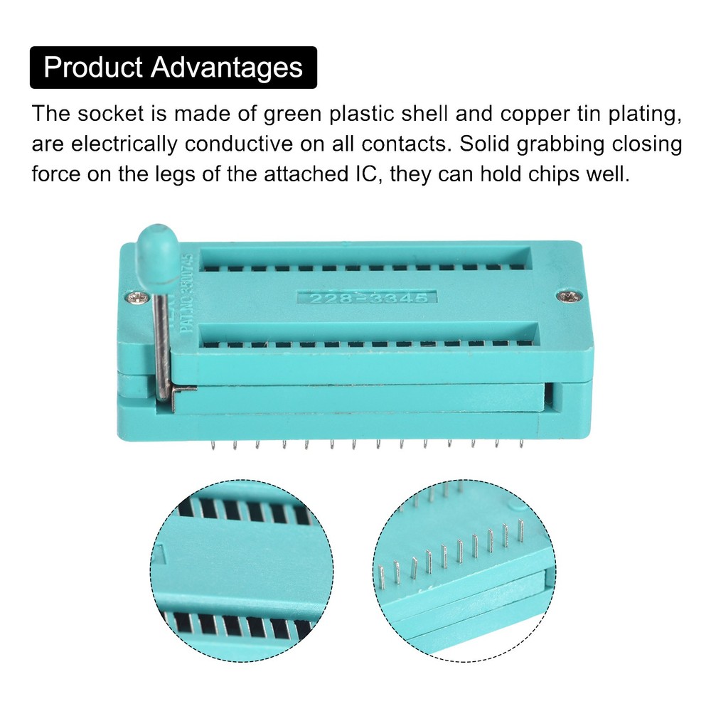 5 Pack Universal IC Test ZIF Socket 28 Pin 3.0mm Pitch for Microcontroller Chip
