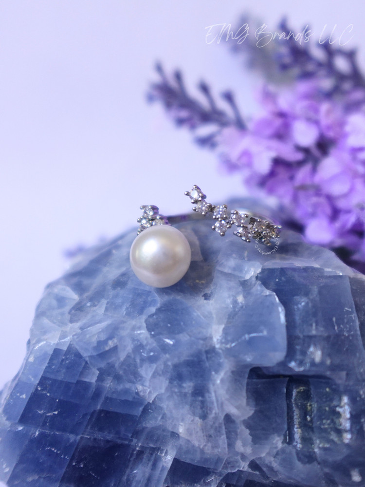 CZ Bypass White Freshwater Pearl Ring