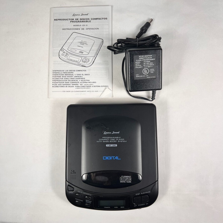 Lenoxx Sound Programmable Compact Disc Player Model CD-51 AC/DC Plug In