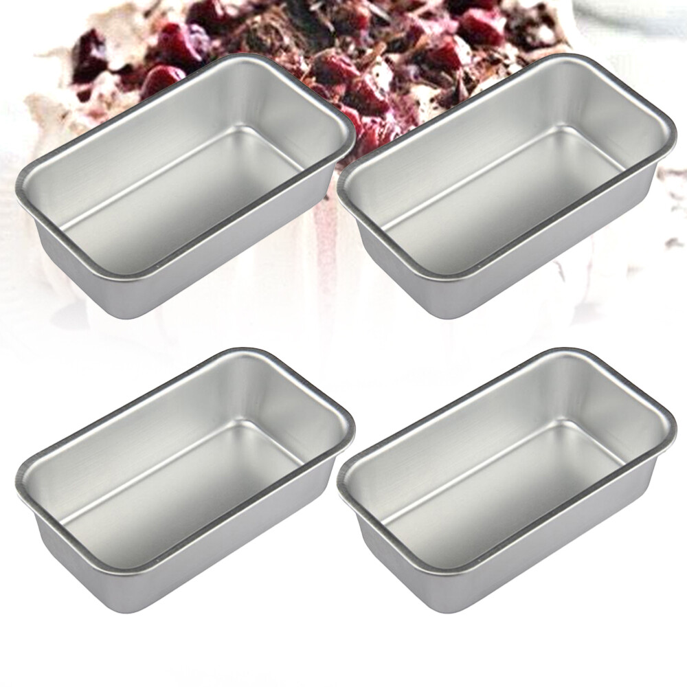 4 Pcs Bread Baking Tray Cake Mini Loaf Pan Square Cookie Mold Bakeware New