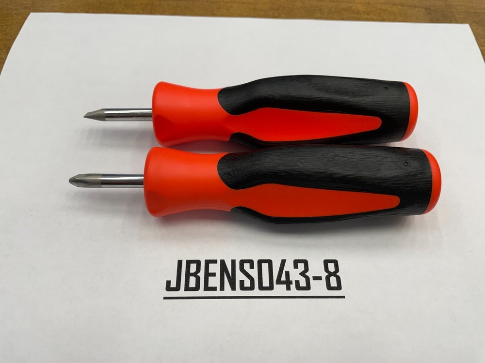 Snap-on Tools NEW ORANGE 2pc Soft Grip Instinct Handle Stubby Screwdriver Set