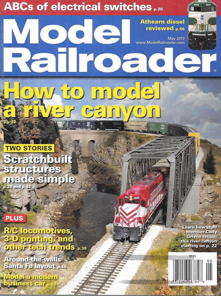 Model Railroader April 2013 River Canyon Santa Fe Layout Scratchbuilt Structutes