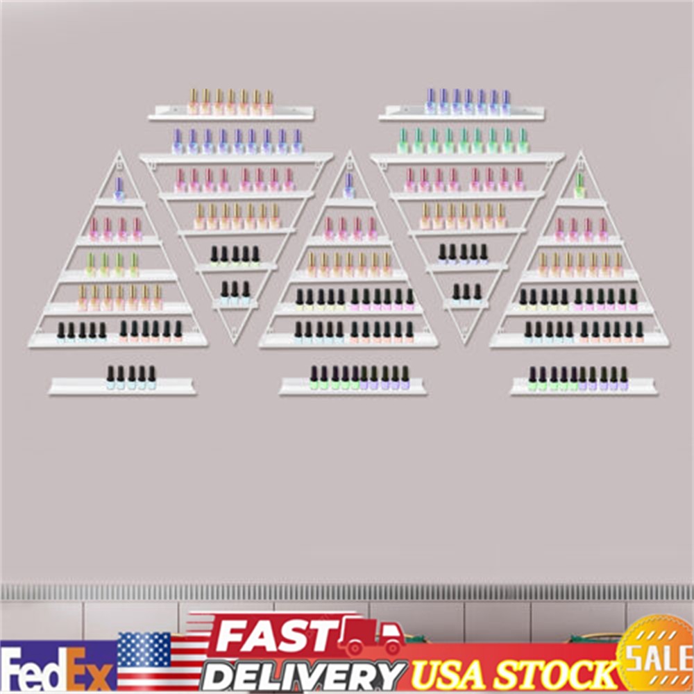 10Pcs Wall-mounted 5-tier Display Racks Nail Polish Triangular Nail Polish Racks