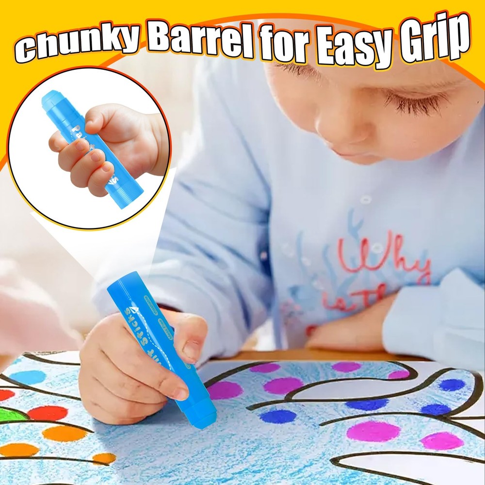 Paint Sticks, 24 Colors Solid Tempera Paint Sticks for Kids, Quick Drying Was...
