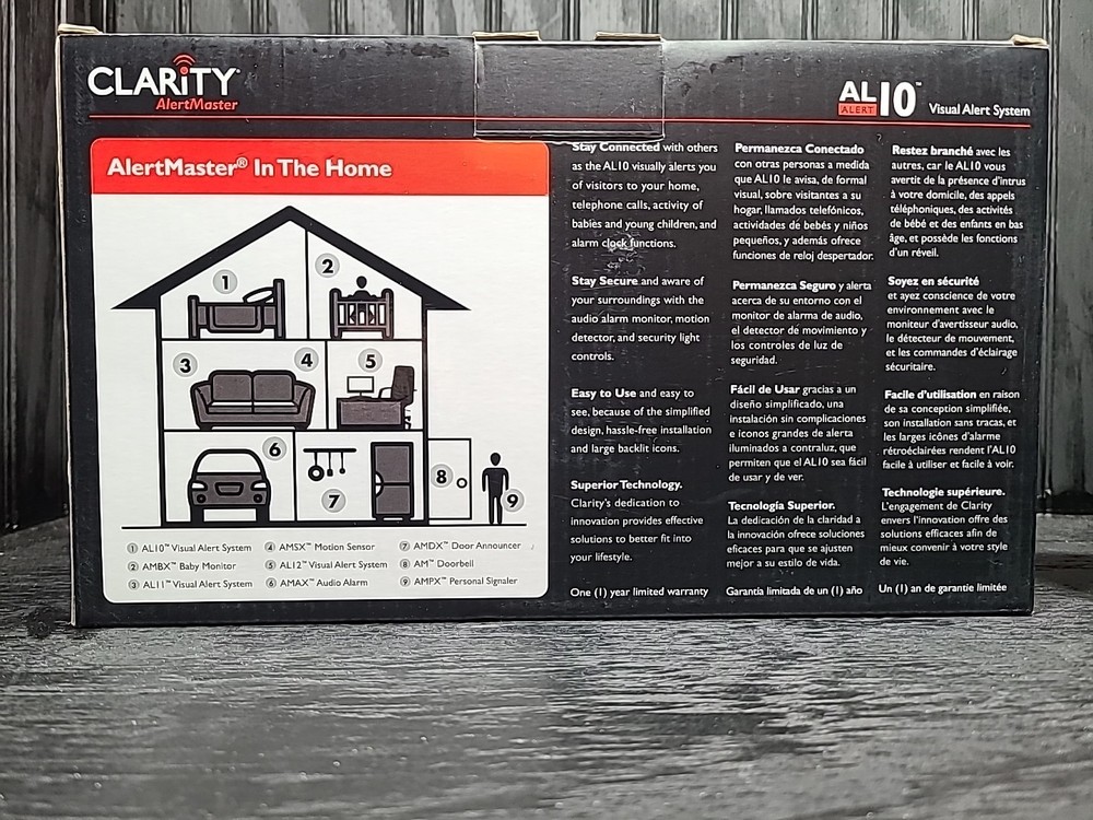 Clarity AlertMaster Visual Alert AL10 Base System AL12 Remote Receiver