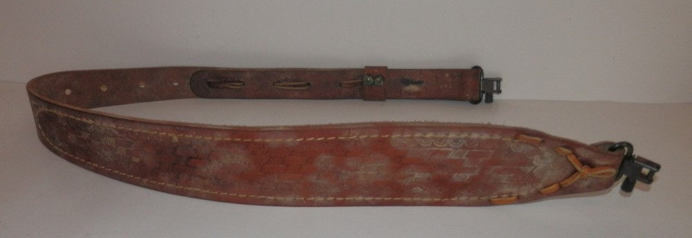 Vintage Adjustable Leather Rifle Strap with Swivels