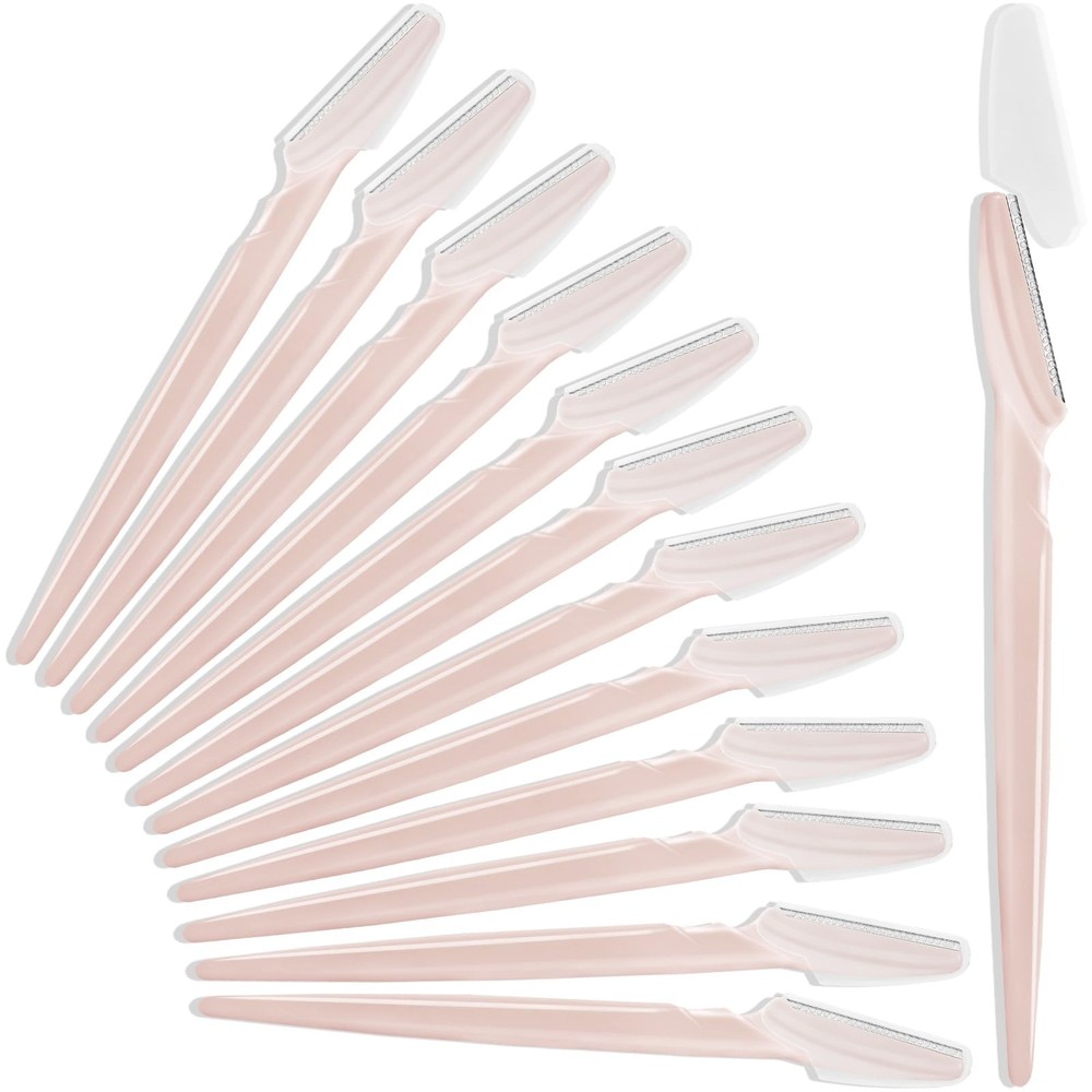 12 Pcs Eyebrow Razors, Face Razors 1 Count (Pack of 12), Light Pink