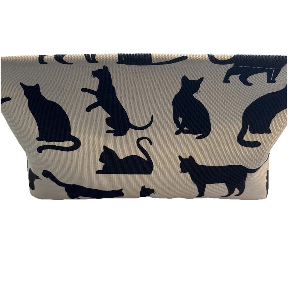 Black Cat Storage Basket Bin Canvas Rope Handles Organizer