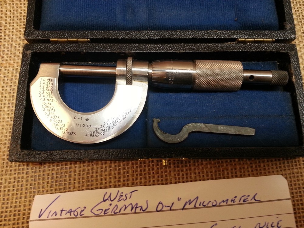 Vintage German MFG 0-1" Micrometer in Original Box