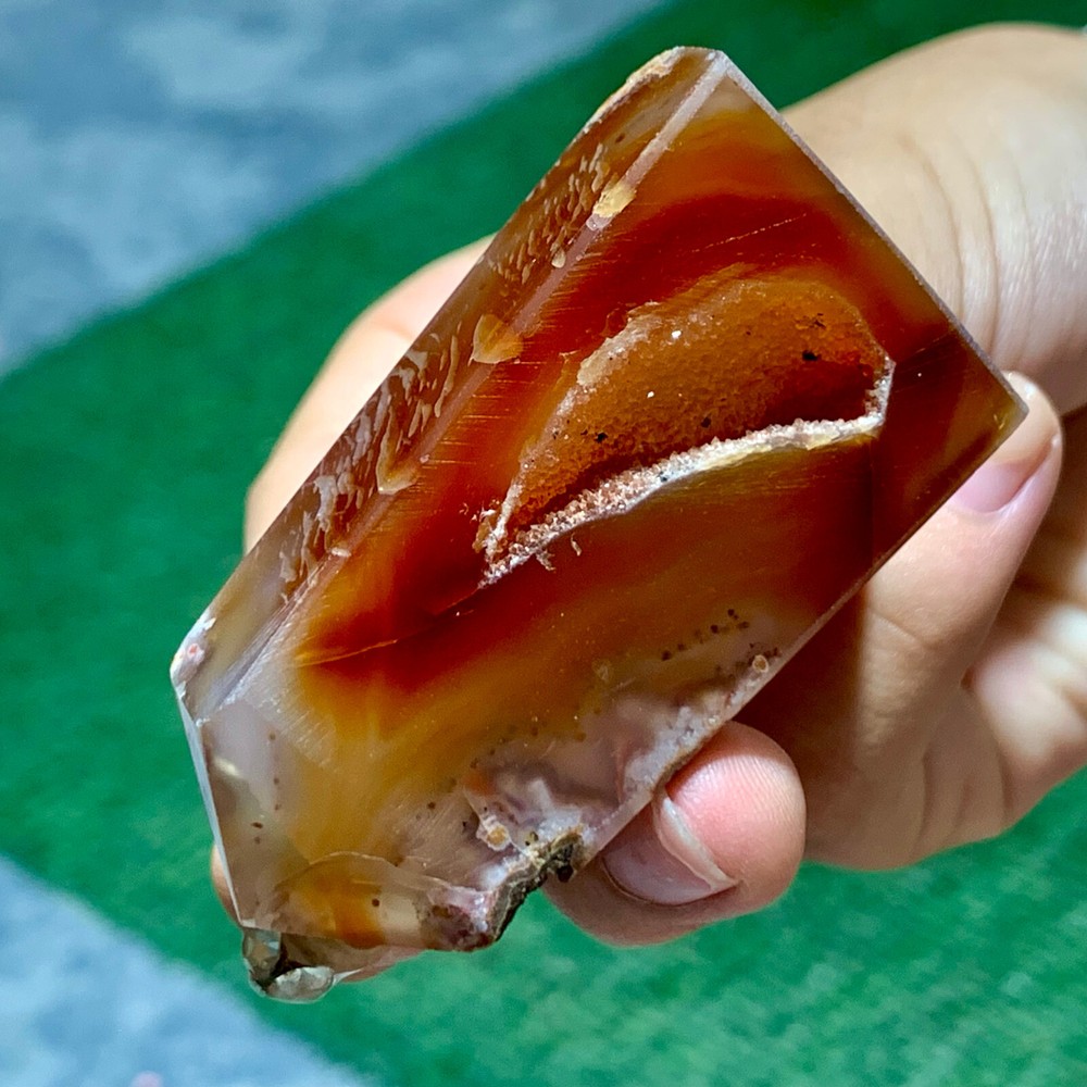 49GNatural agate red square pointed stele healing specimen