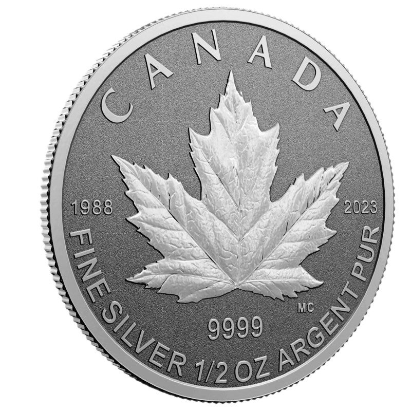 🇨🇦 Canada Four Dollars $4 1/2 Oz Silver Coin, Double dated Maple Leaf, 2023