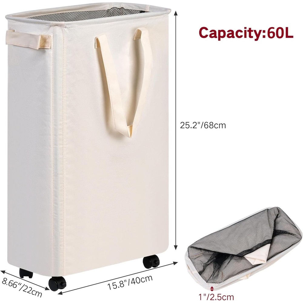 Laundry Basket Slim Laundry Basket With Wheels Rolling Laundry Basket For Clothe