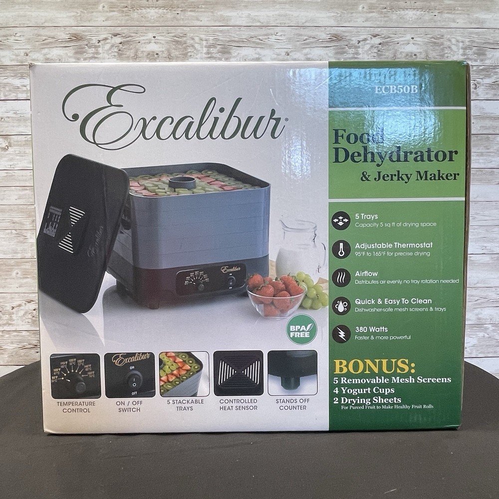 Excalibur ECB50B Food Dehydrator & Jerky Maker 5-Tray Stackable 7 Temps Manual