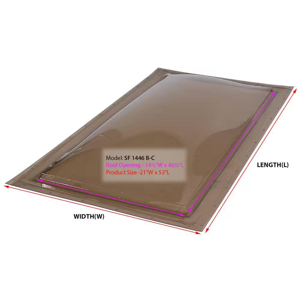 14-1/2 In. X 46-1/2 In. Polycarbonate Fixed Self Flashing Skylight