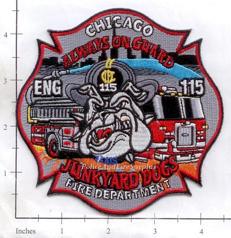 Illinois - Chicago Engine 115 IL Fire Dept Patch v2 - Bulldog