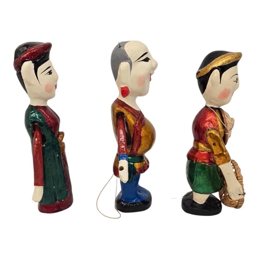 VIETNAMESE WATER PUPPETS SET OF 3 PULL STRING JOINTED