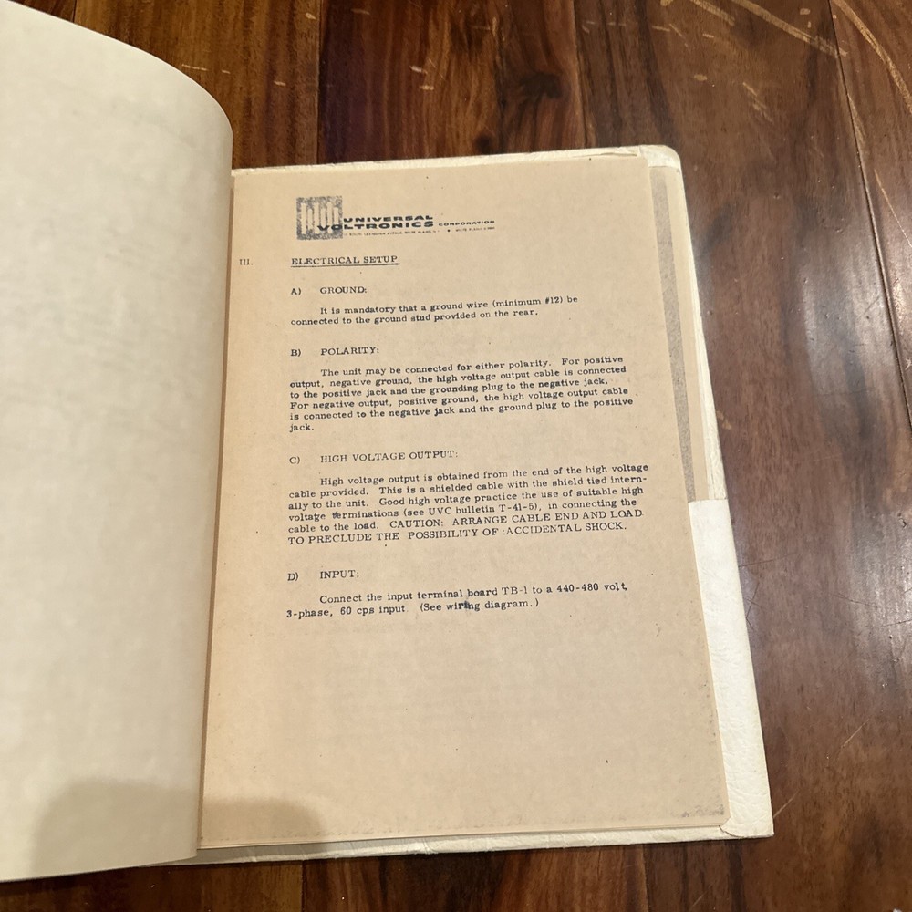 Universal Voltronics Model BRE-2.5-2500-JPL Instruction Manual