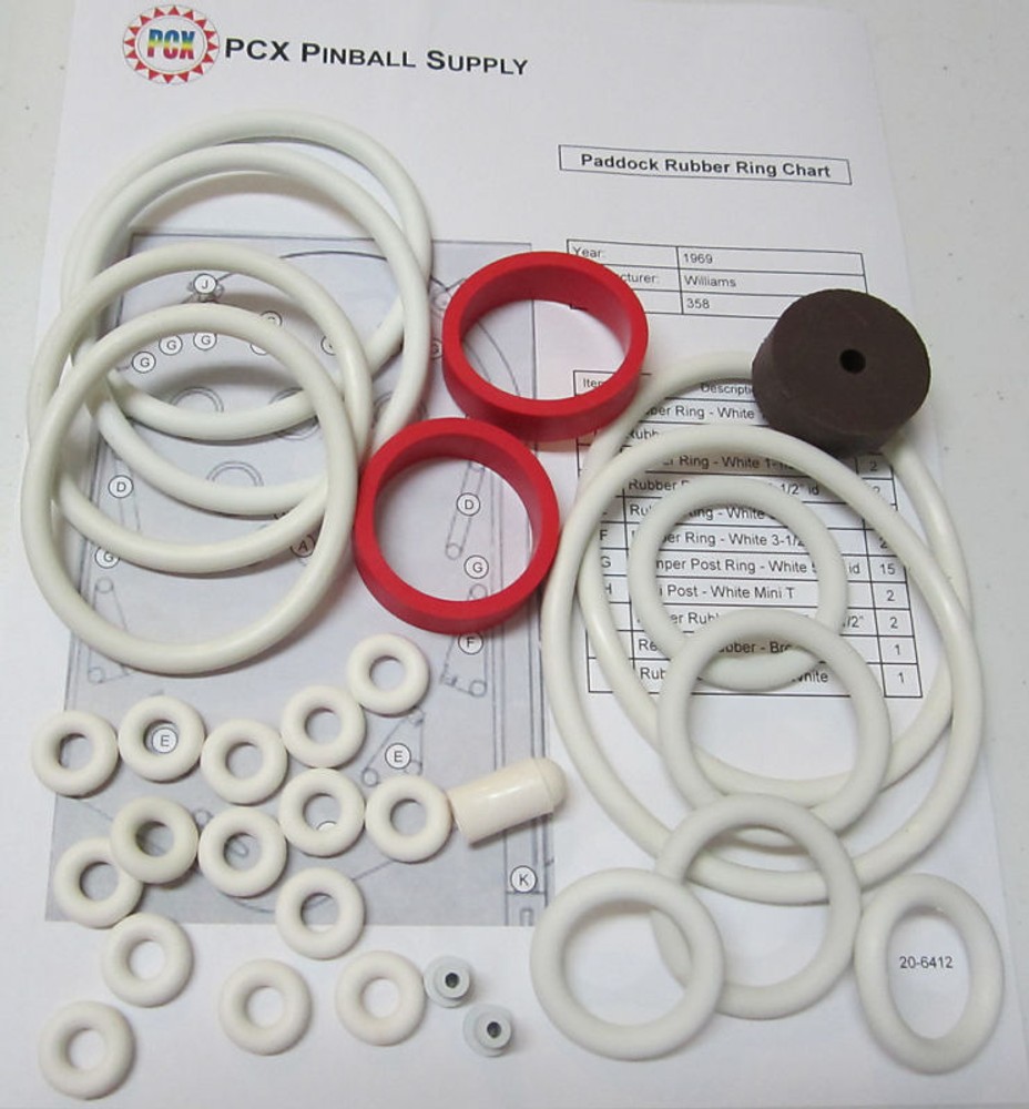 1969 Williams Paddock Pinball Rubber Ring Kit