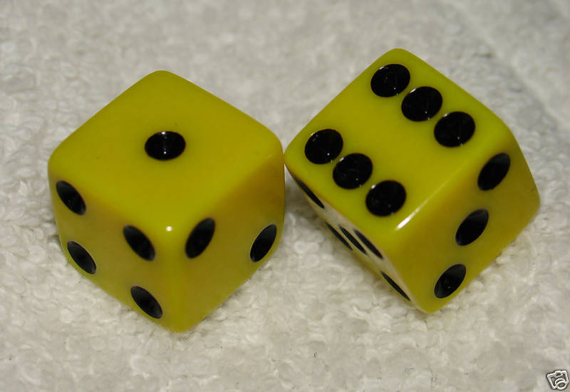 YELLOW OPAQUE DICE PAIR