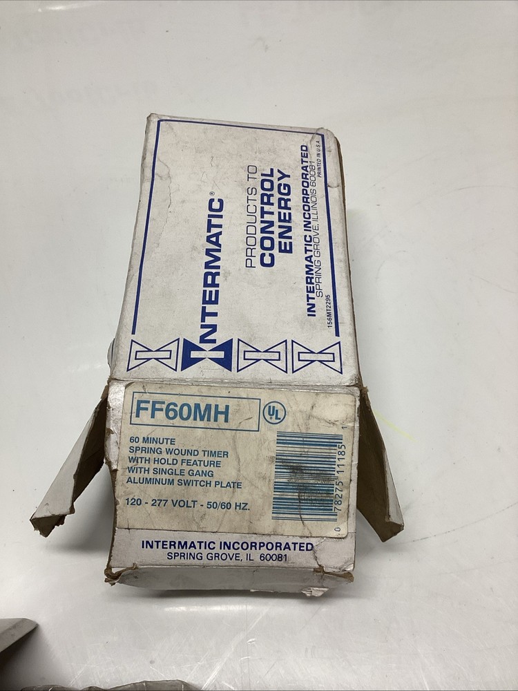 Intermatic FF60MH 60 minute timer W/hold feature & switch plate. U-625