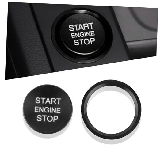 Car Push Start Button Cover Compatible with Audi,Cool Aluminum Engine Black