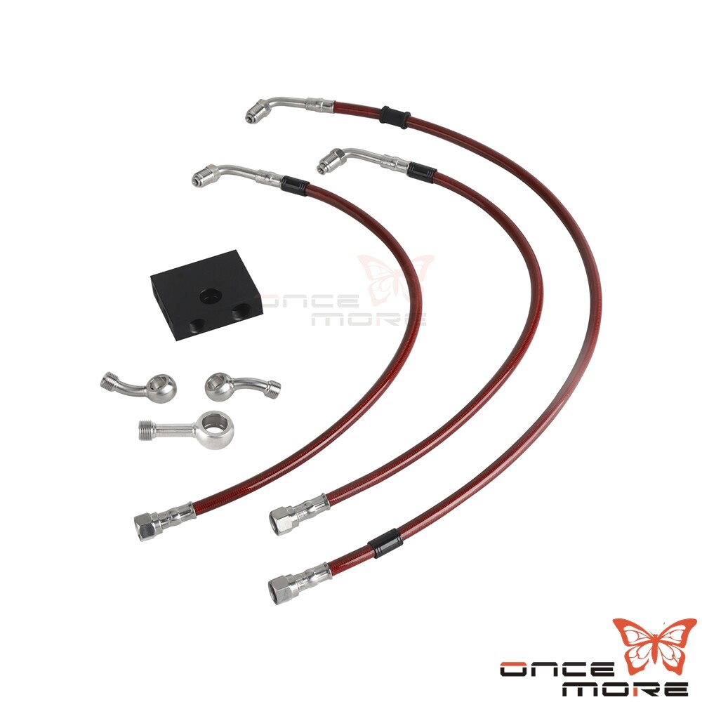 Red Front Upper Lower Complete Brake Line Kit For Harley Softail Fat Bob 18+
