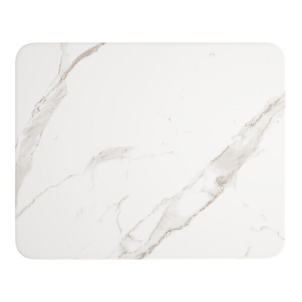 24" x 30" Rectangular Restaurant Table Top with White Marble Laminate Top Finish