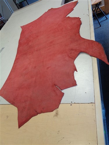 LEATHER HIDE RED TEXTURED 78" X 45 1/2"