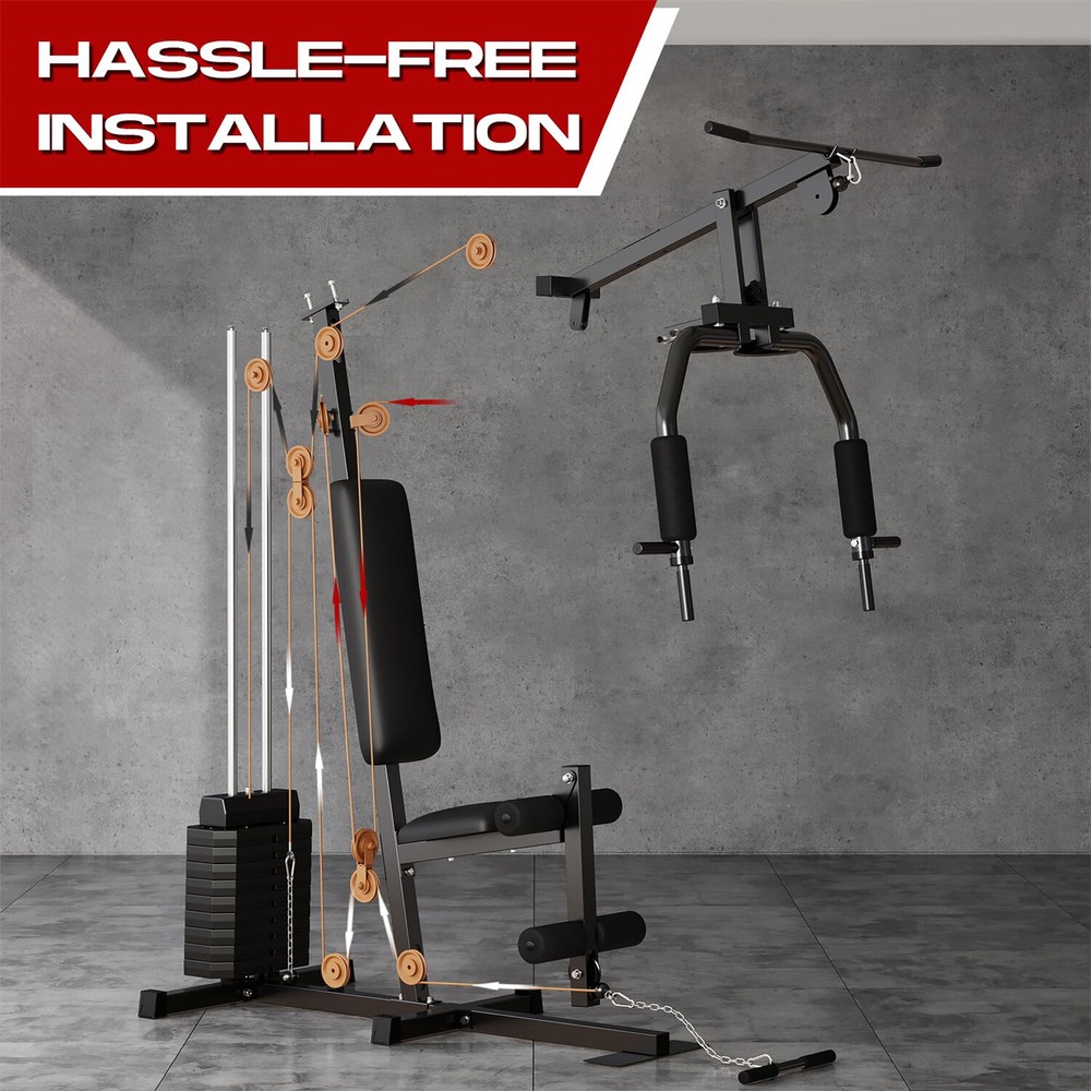 Home Gym Machine System with 100LBS Weight Stack Multifunctional Weight Machine