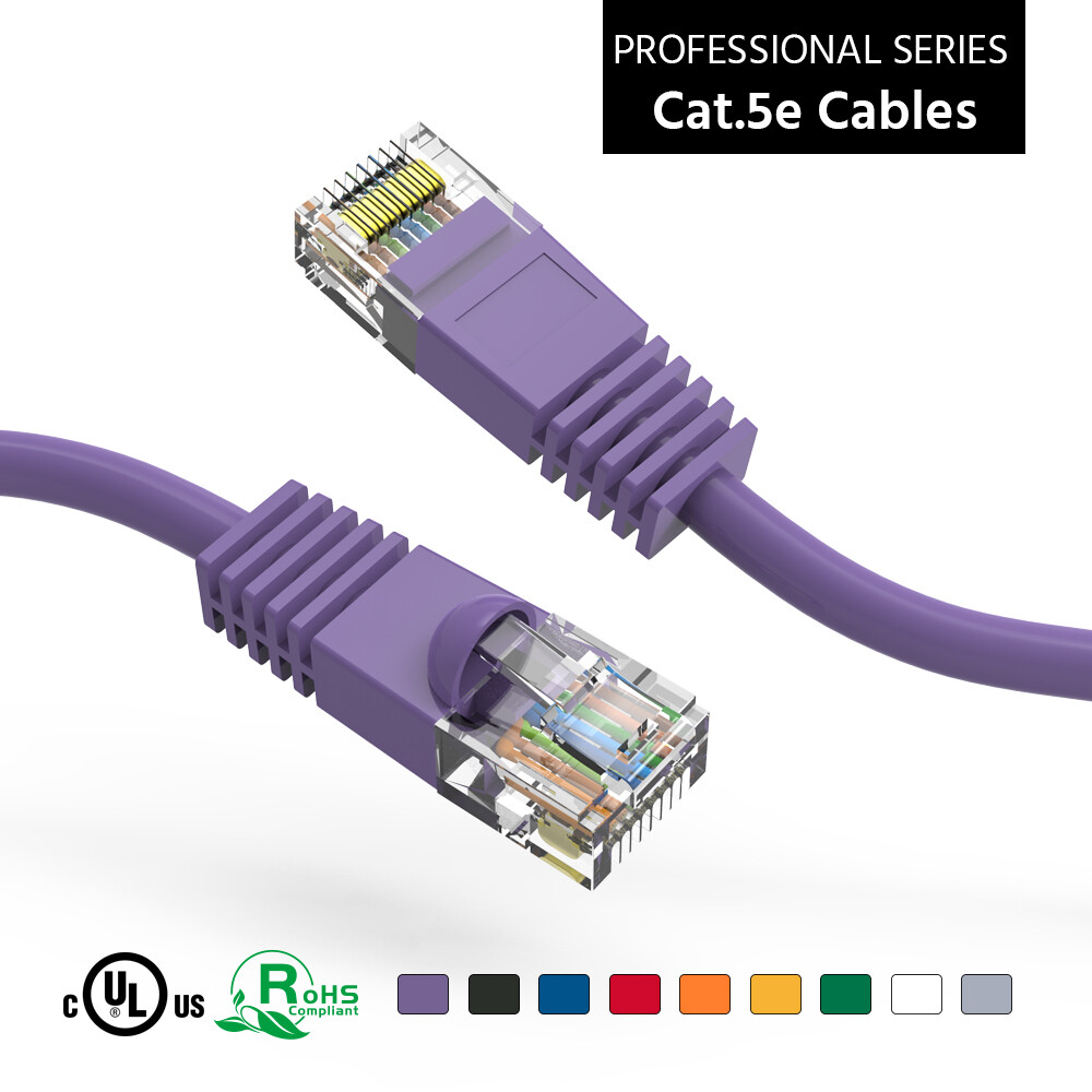 0.5Ft CAT5E UTP Ethernet Network Booted Cable Purple