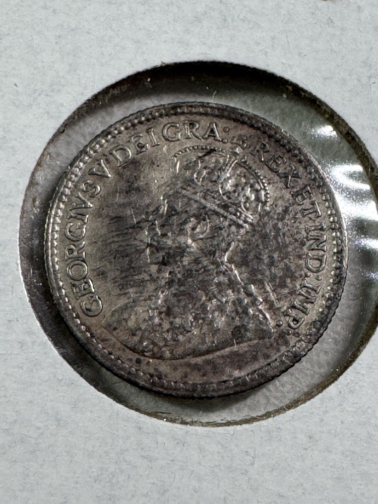 1912 Canada 5 Cents Small Silver Coin Cleaned