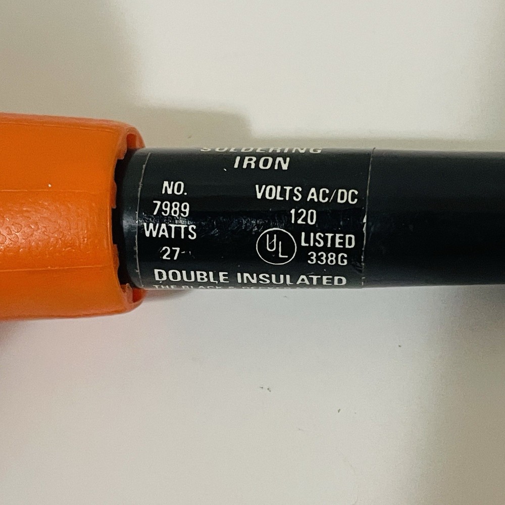 Vintage Black & Decker Soldering Iron No. 7989 W/ Extra Tip & Solid Wire