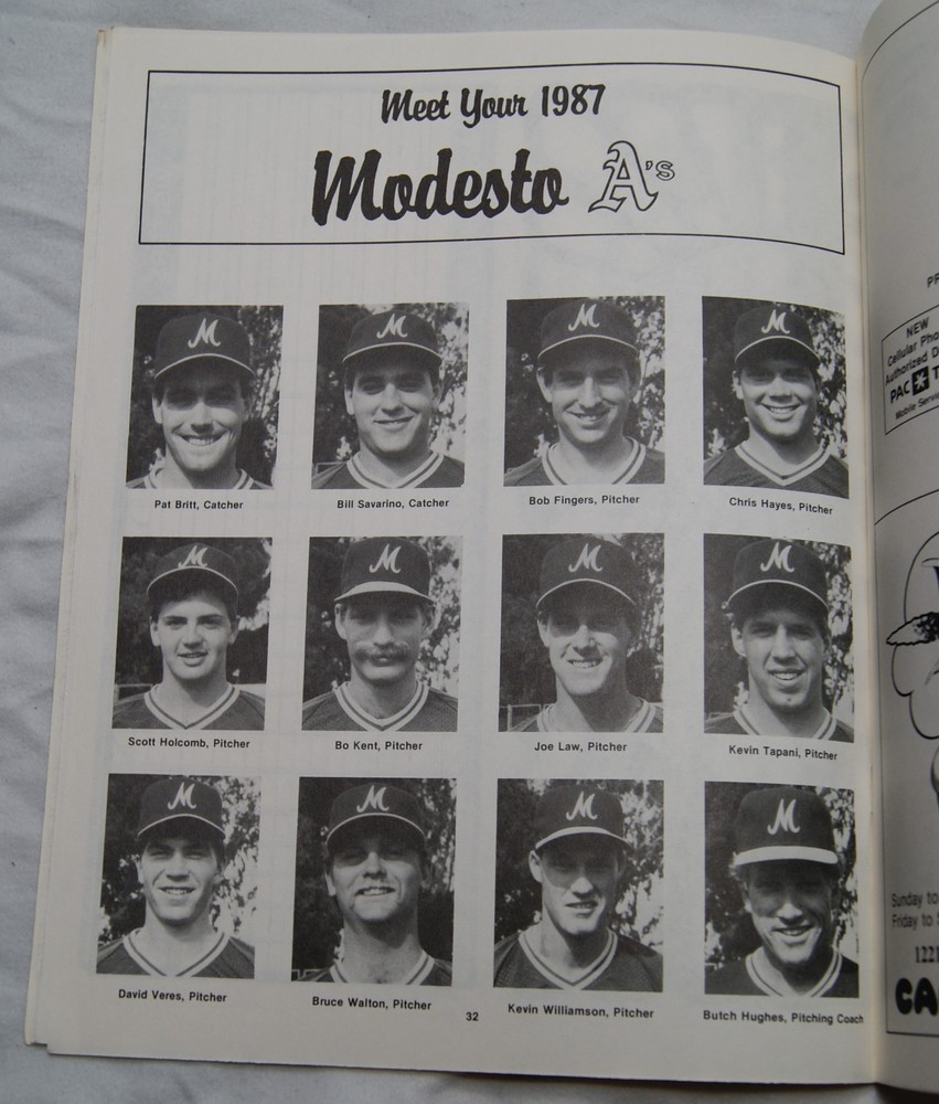 1987 modesto a's official souvenir program coupon removed pp 43-44