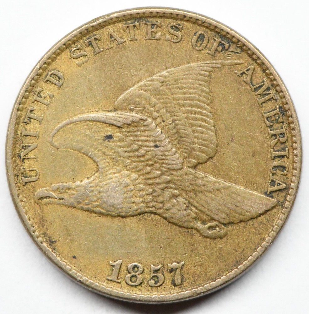 1857 Flying Eagle Cent, a beautiful original high grade circulated Cent.