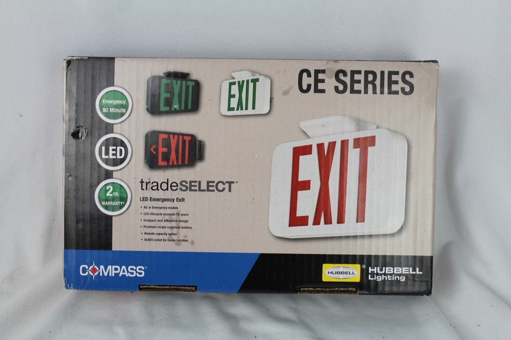 Hubbell Ligheing Trade Select Emergency Exit Signs LED Damaged Box