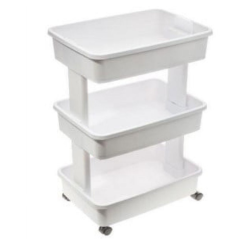 3-Tier Rolling Laundry Cart Plastic Multi-Purpose Storage Organizer Home Office