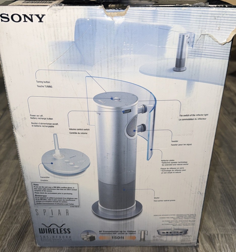 Sony SRS-RF90R Computer Speakers Open Box Box Damaged