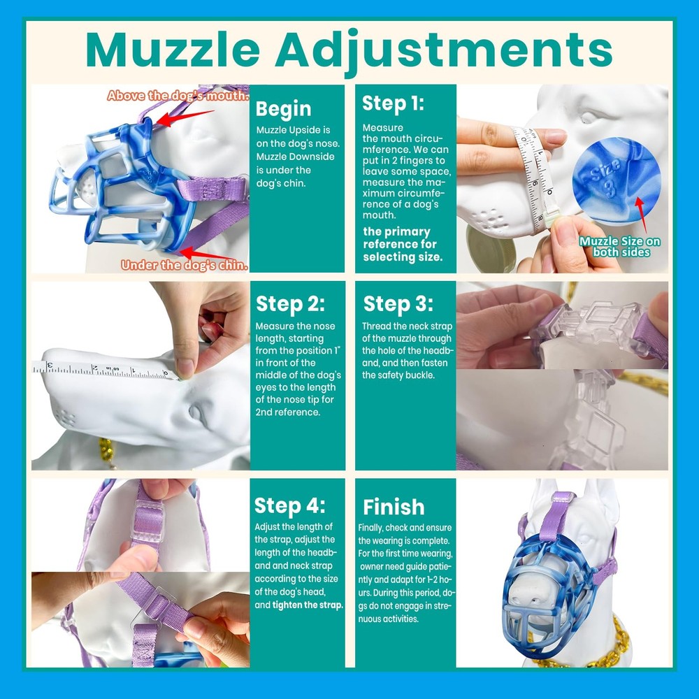 Dog Basket Muzzle, Anti-Biting Chewing Cage Muzzle, Lightweight and Comfortab...