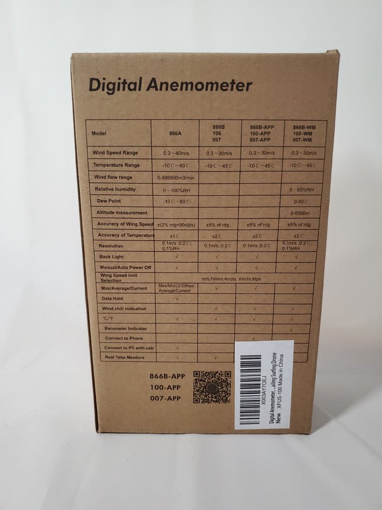 Digital Anemometer Wind Speed Temperature Meter, Handheld Air Flow Gauge Tester