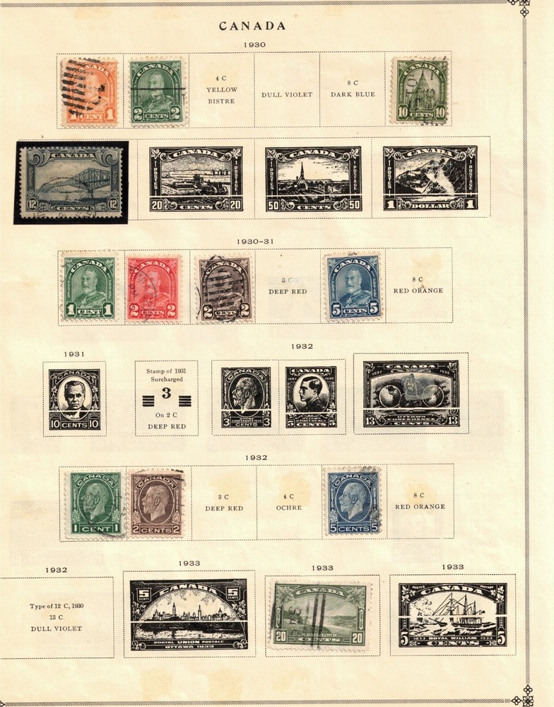Canada Collection page containing 24 Canadian stamps