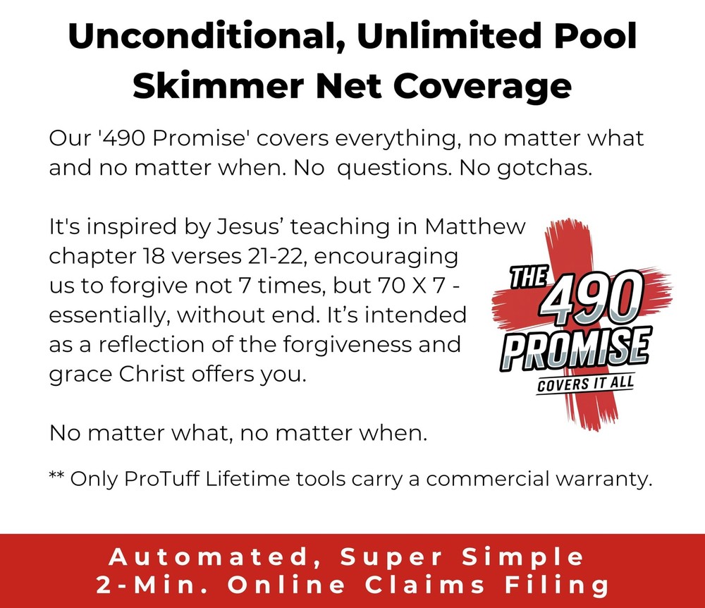 ProTuff Flat Pool Skimmer Net – 2 Year Unconditional Free Replacement – Heavy...