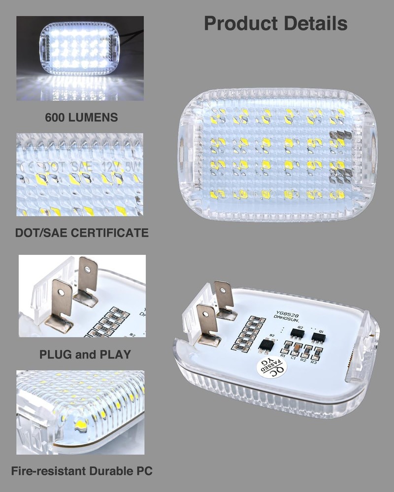 Algrix 4Pcs LED Interior Cargo Lights Load Space Area Dome Includes 4