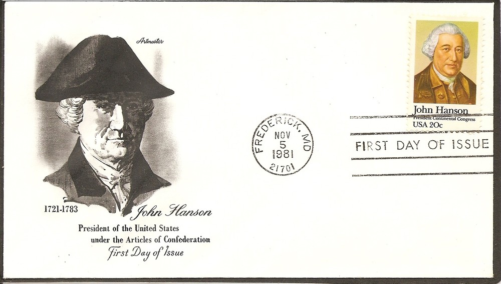 US SC # 1941 John Hanson FDC. Artmaster Cachet.