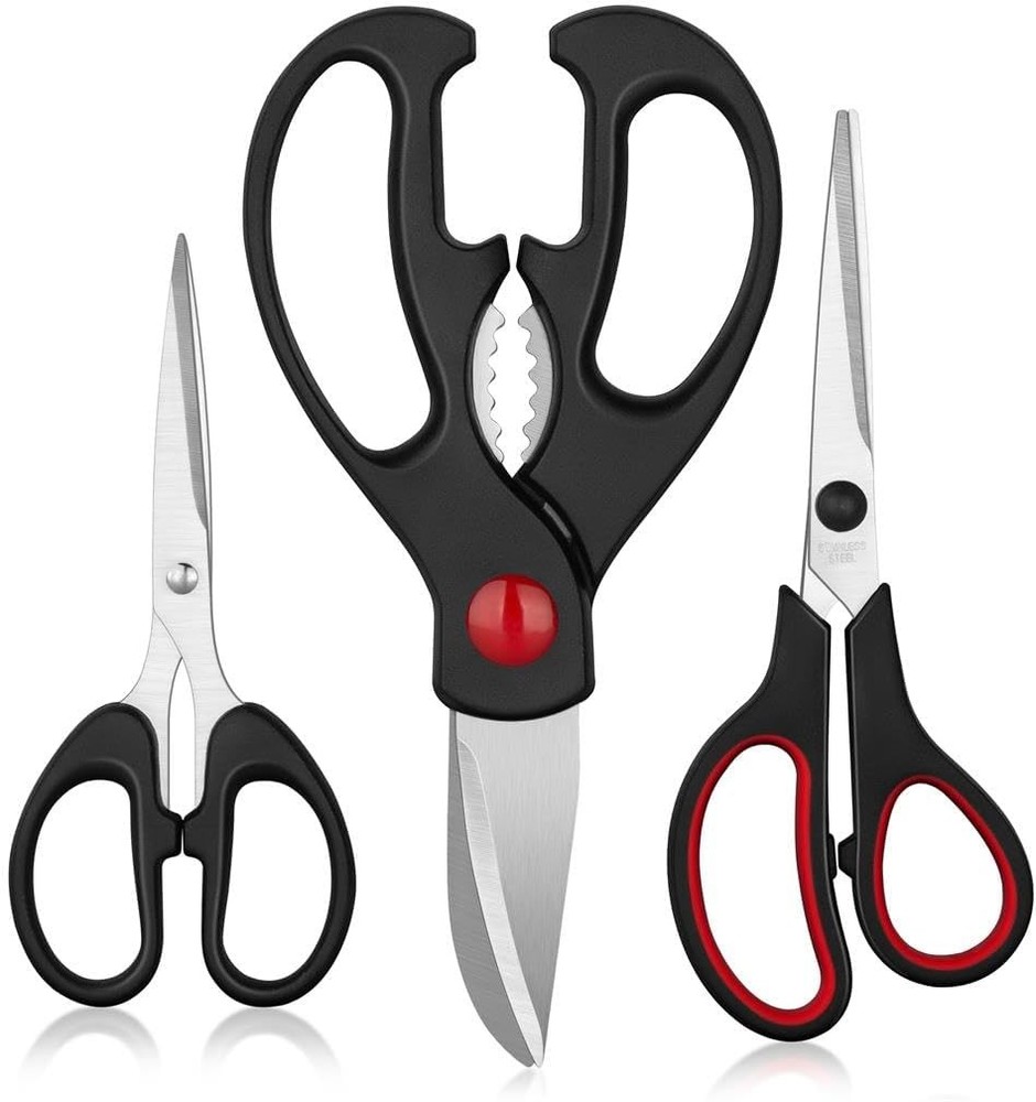 3-Pack Kitchen Utility Scissors Set Stainless Steel Multi-Purpose Sharp Shears
