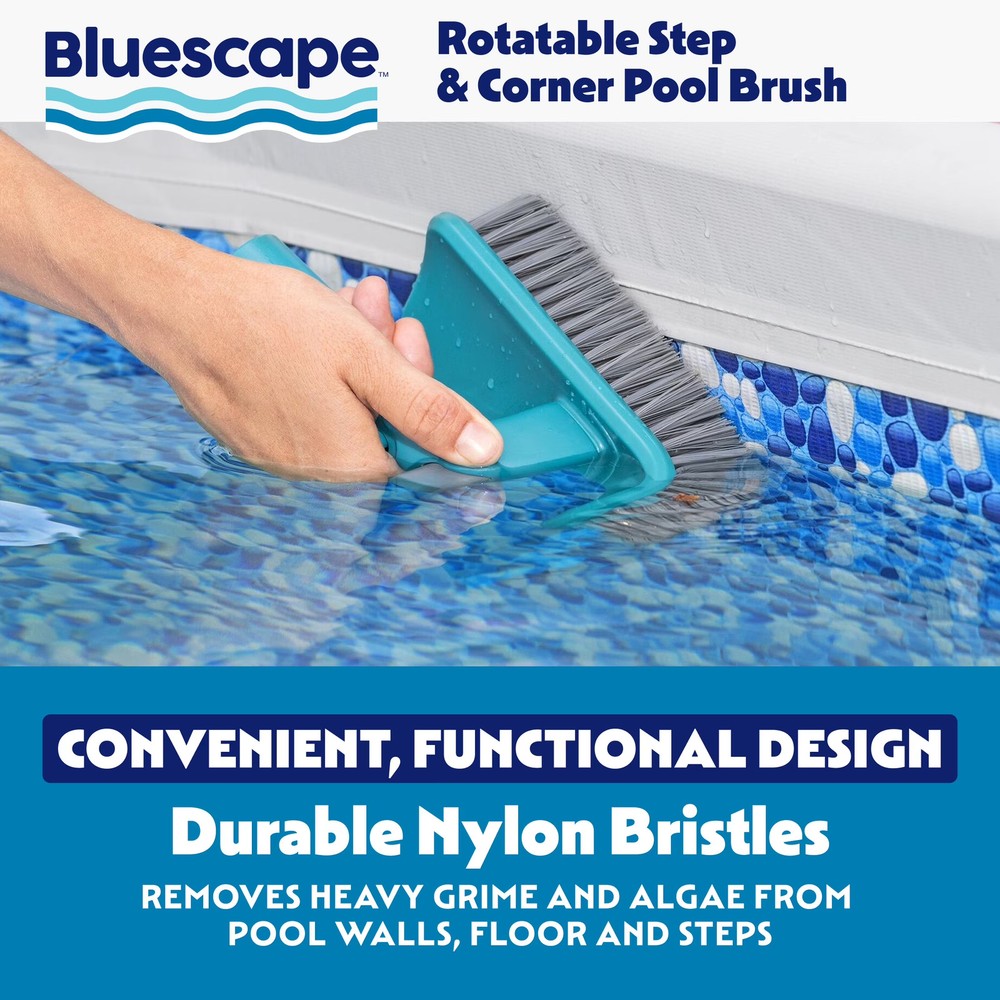 Bluescape Rotatable Step & Corner Pool Brush Head for Efficient Cleaning in Teal