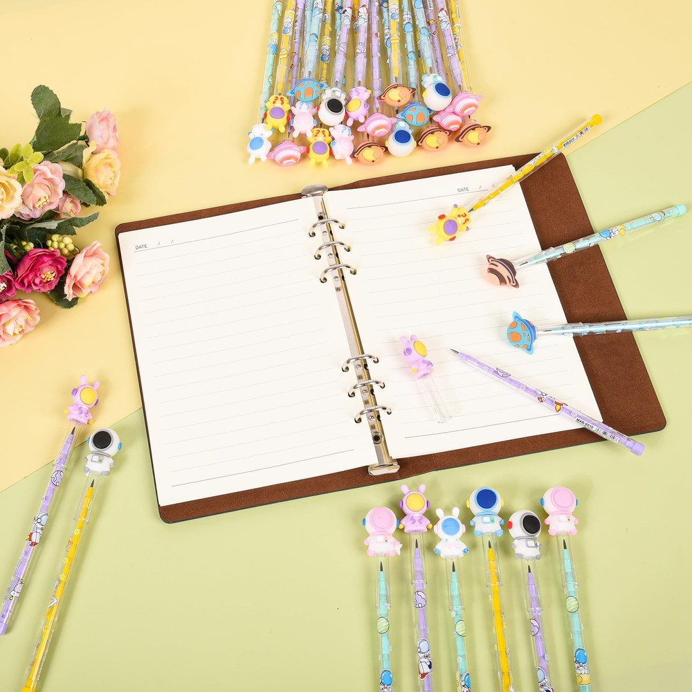 48 Pieces Cute Stackable Pencils Space Study Supplies Translucent Multi Point