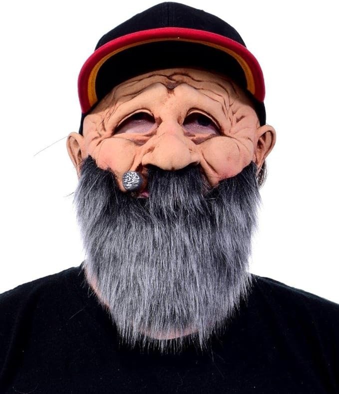 Zagone Studios Virgil Old man mask with attached basball cap. Halloween mask