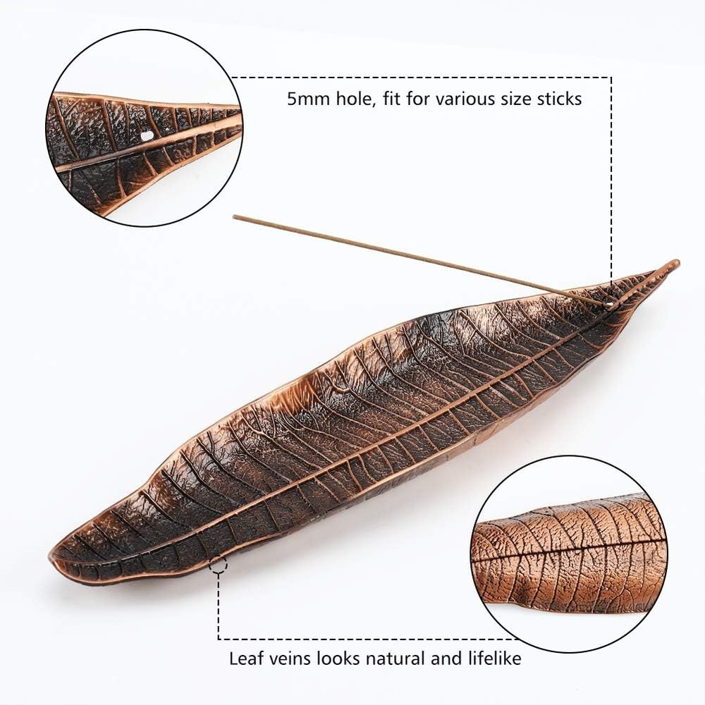 Accmor Incense Holder Set, Leaf and Snail Burner, Red Copper