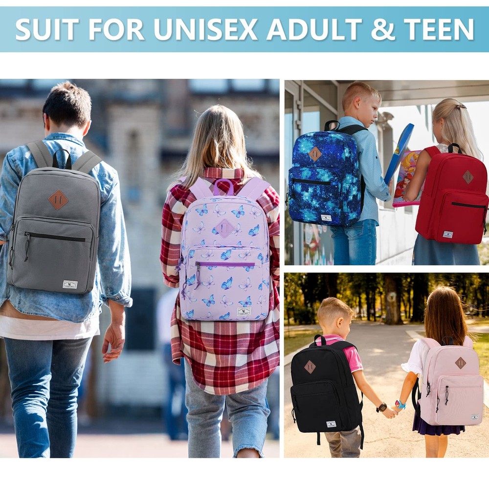 School Backpack For Men Women Lightweight Classic Basic Bookbag Black Bag